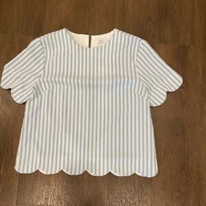 English Factory Scalloped Striped Blouse